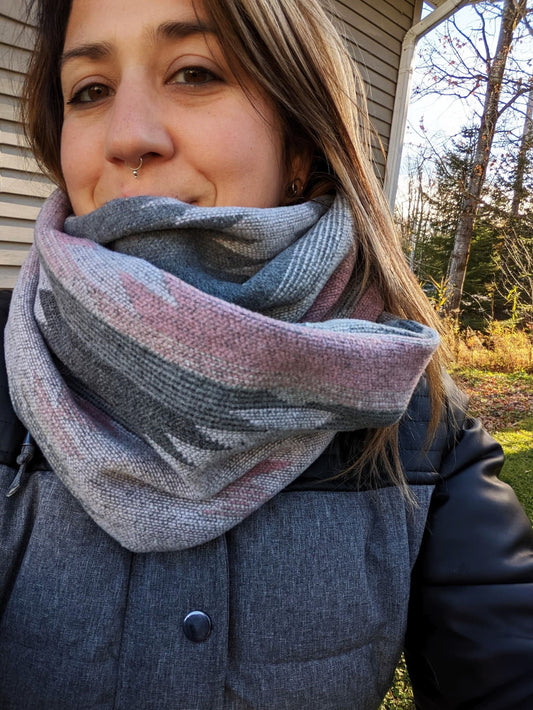 Foulard d'hiver - Lainage rosé et gris