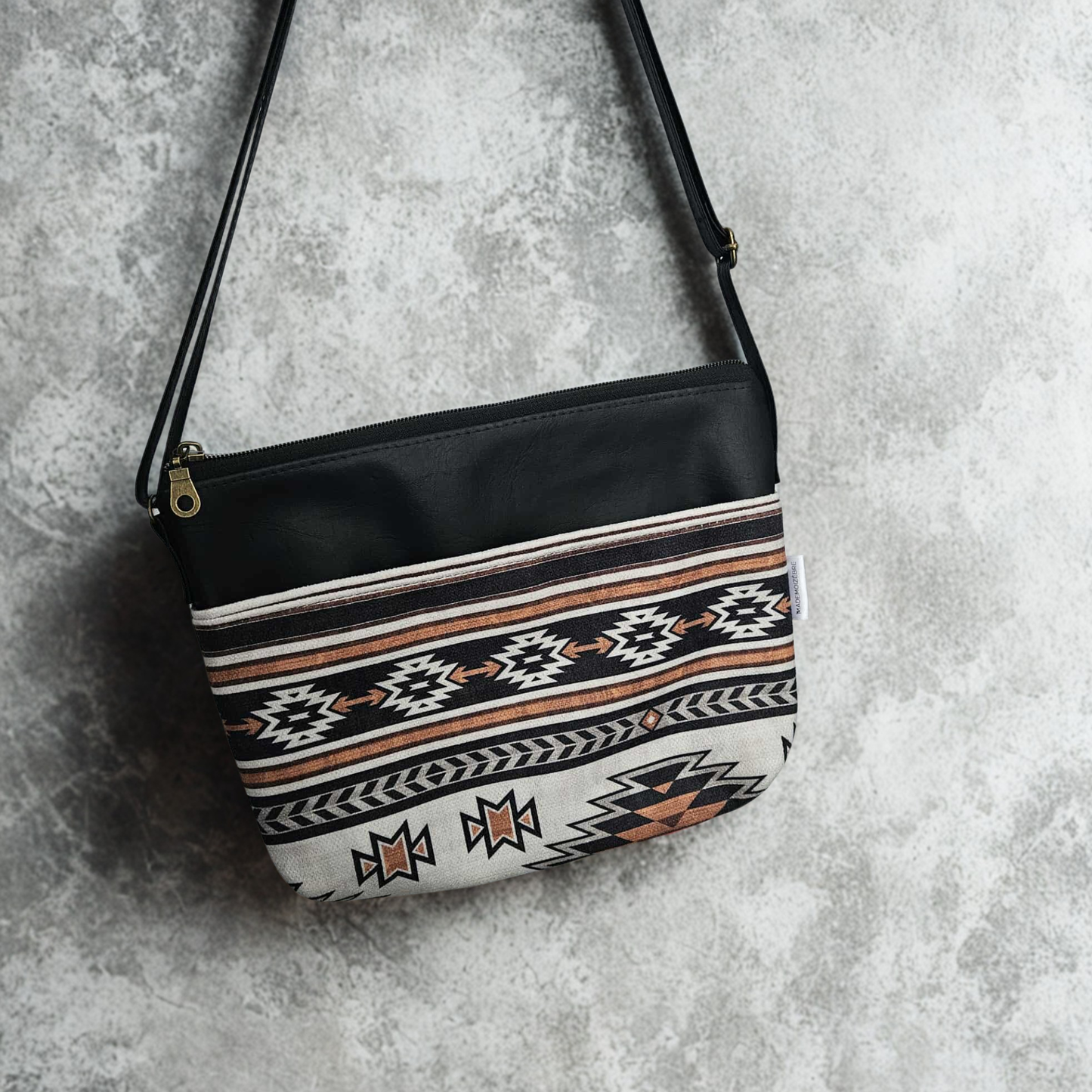 Eyra - boho cognac, crème et noir