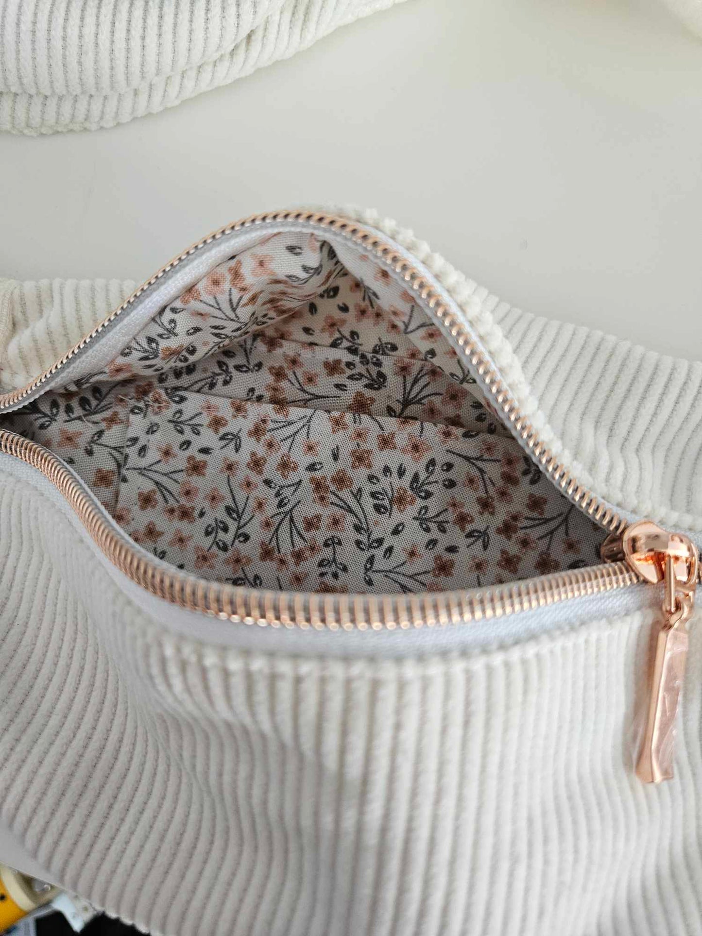 Sac de taille - Écru et fleurs marine