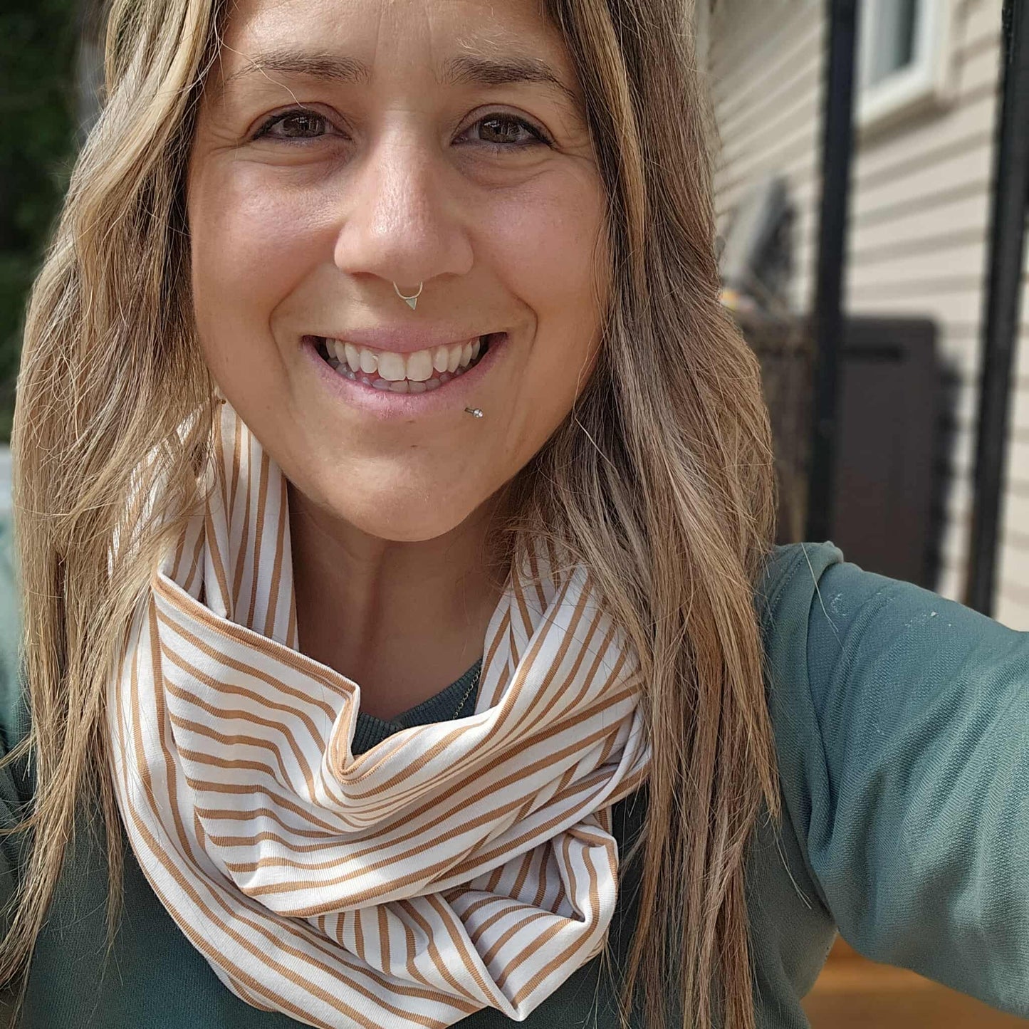 Prêt à partir - Foulard infini ligné ocre