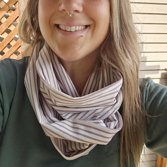 Prêt à partir - Foulard infini ligné vieux rose