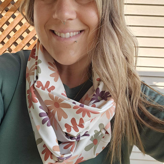 Prêt à partir - Foulard infini fleurs festives sur blanc