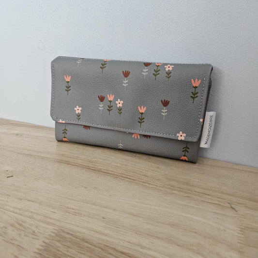 Prêt à partir - Portefeuille 12 espaces - Fleurs sauge