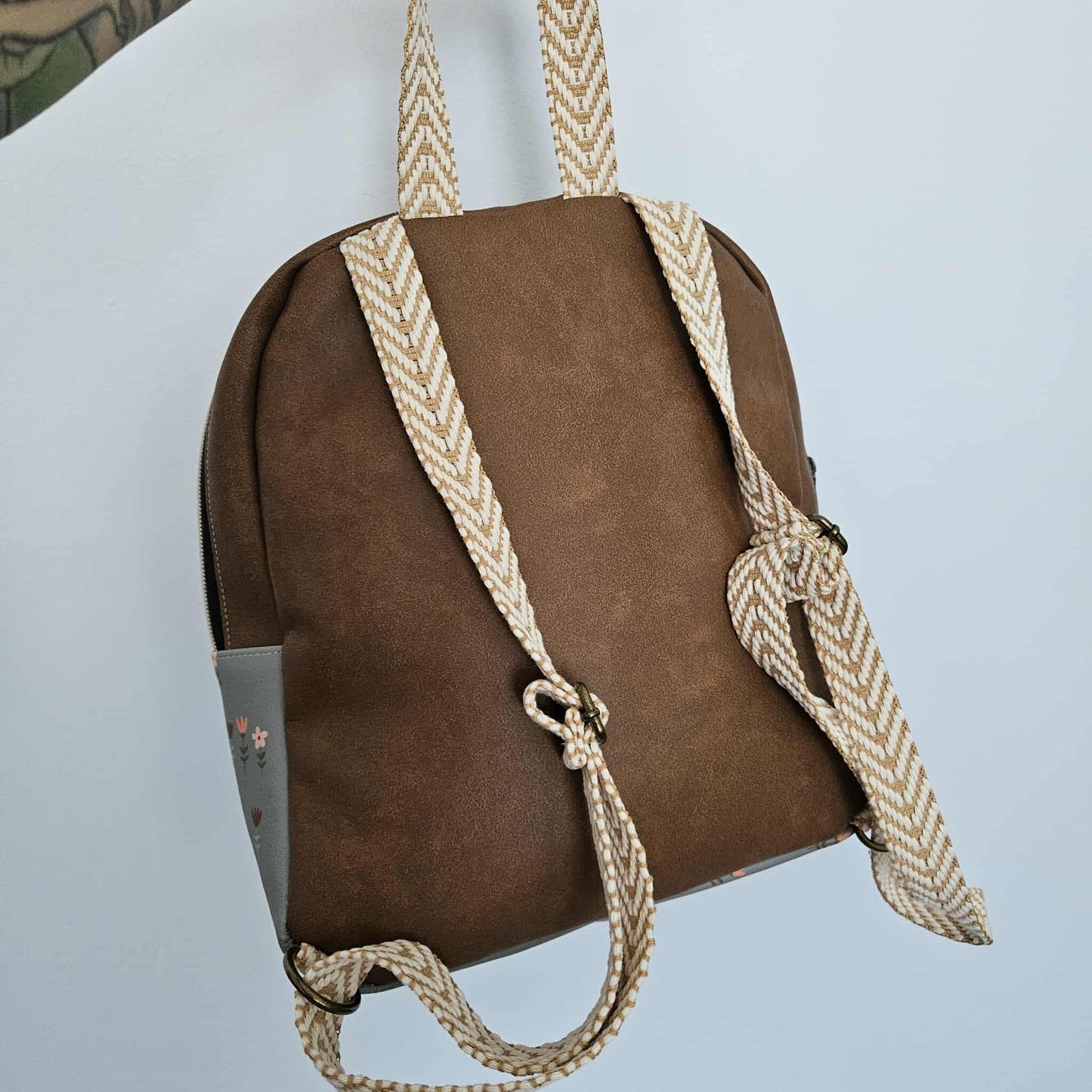 Sac à dos - Modèle Athéna 2.0 - Fleurs sur sauge