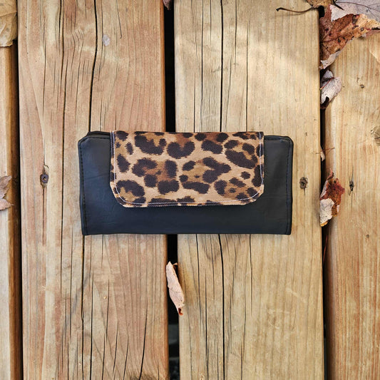 Portefeuille compact 6 espaces - Léopard