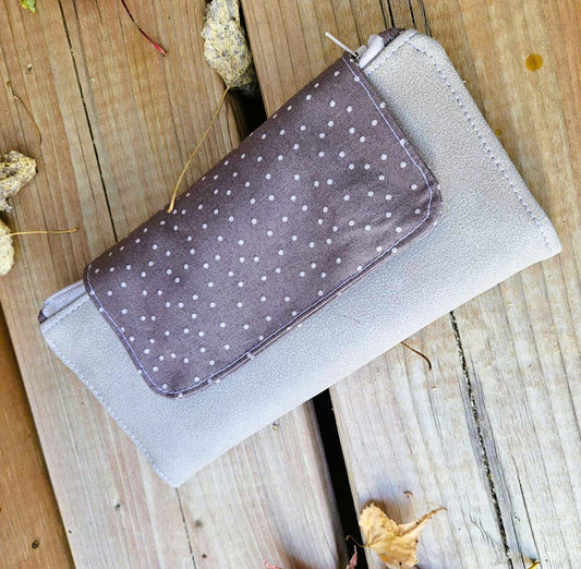 Portefeuille compact 12 espaces - Pois sable