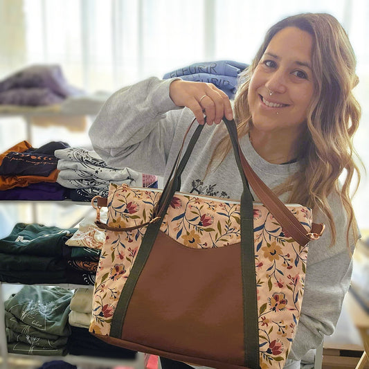 Sac à couches / Sac de travail - Fleuri matelassé