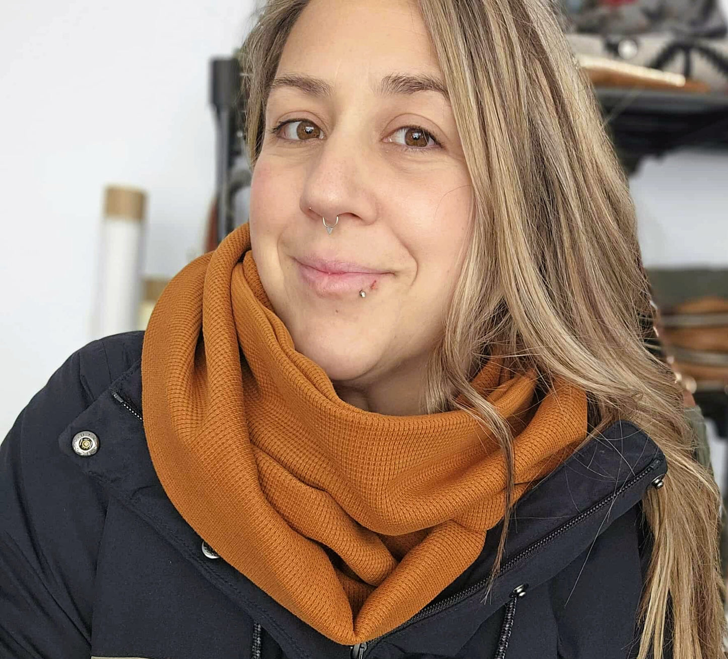 Foulard d'hiver - Tricot moutarde