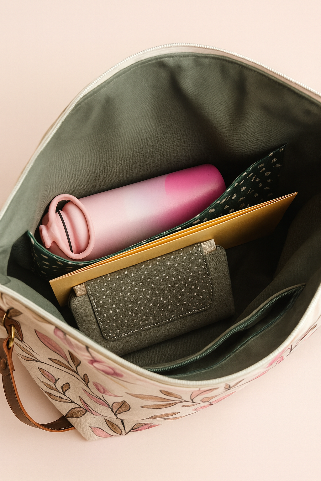 Sac à couches / Sac de travail - Fleuri matelassé