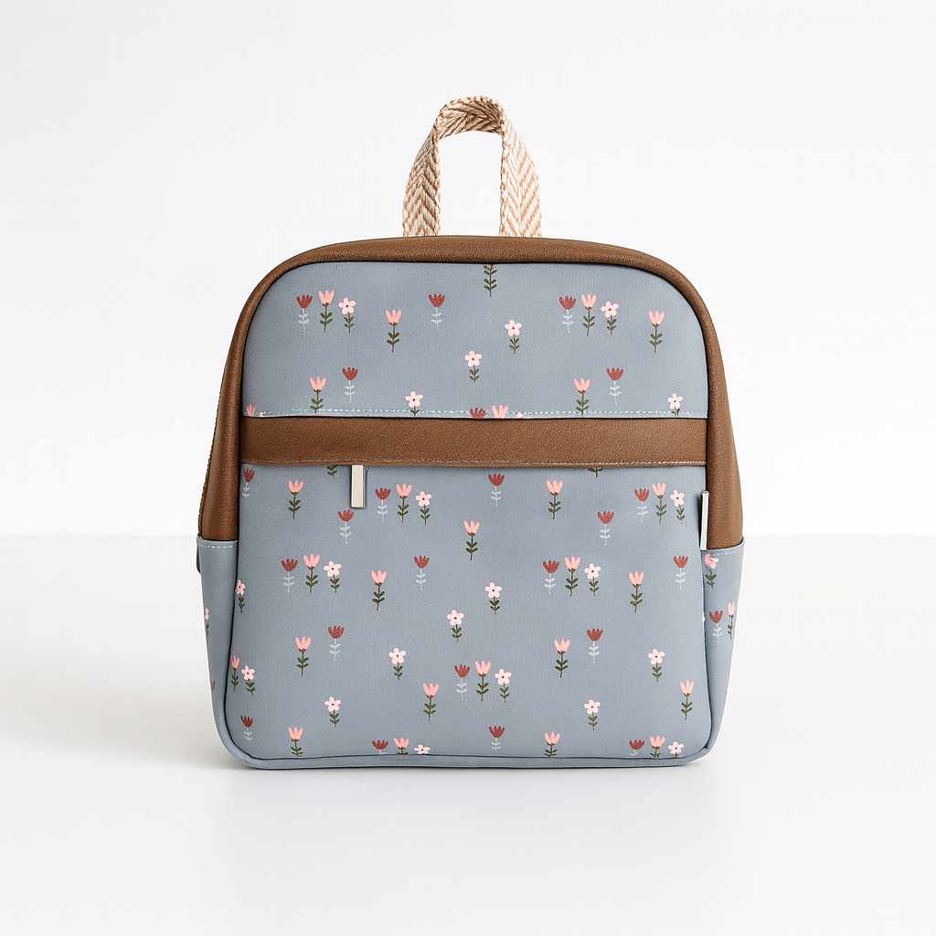 Sac à dos - Modèle Athéna 2.0 - Fleurs sur sauge