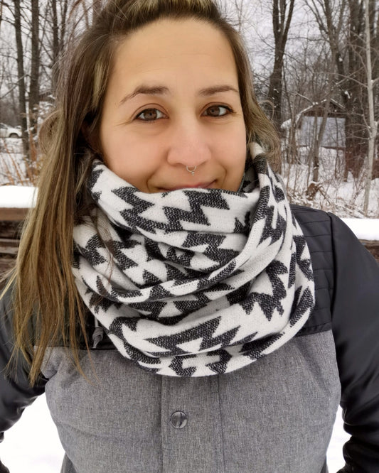 Foulard d'hiver - Lainage gris et blanc