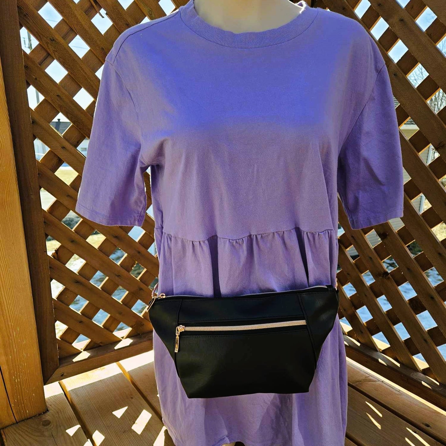 Sac banane/bandoulière - Noir et rose gold