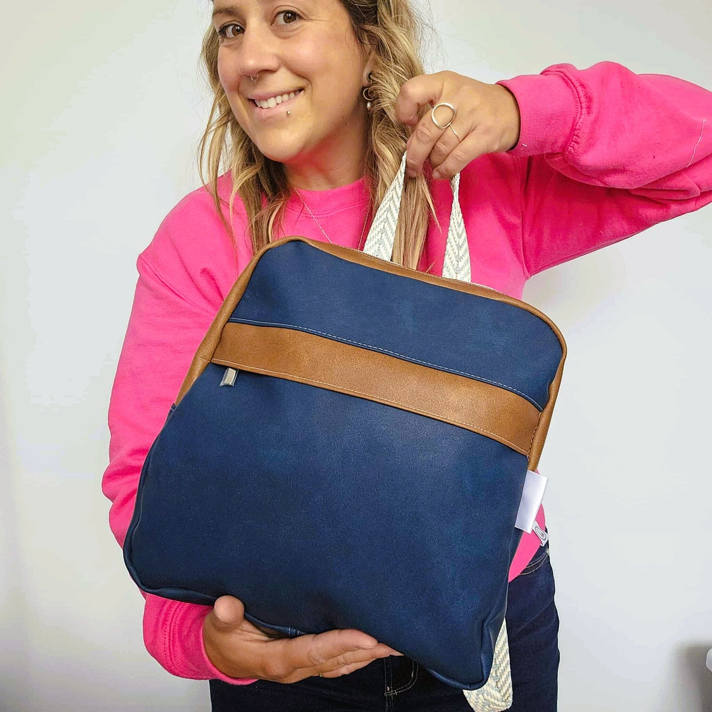 Prêt à partir - Sac à dos - Modèle Athéna 2.0 - Marine et cognac classique