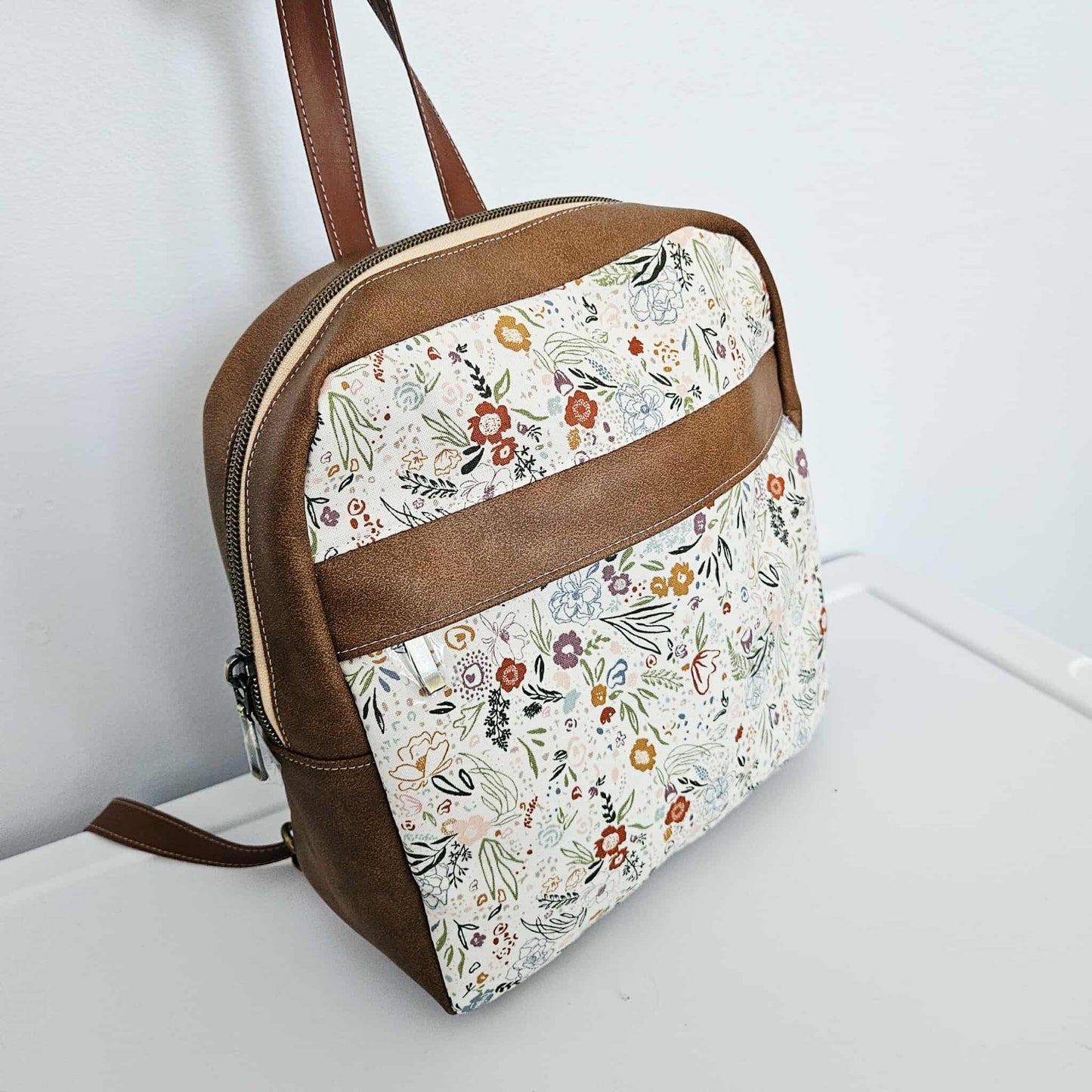 Sac à dos petit format - Florale sur crème