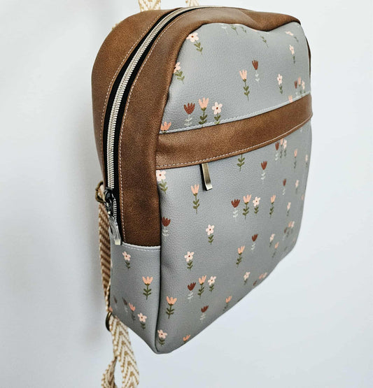 Sac à dos - Modèle Athéna 2.0 - Fleurs sur sauge