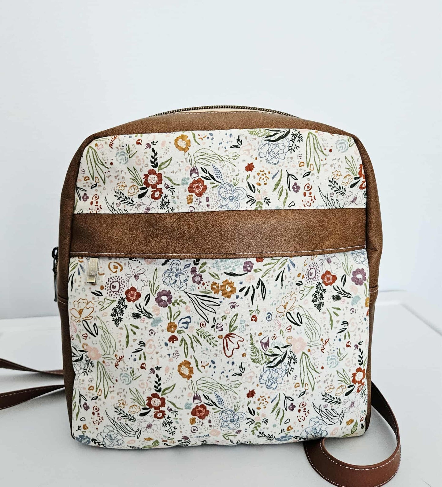 Sac à dos petit format - Florale sur crème