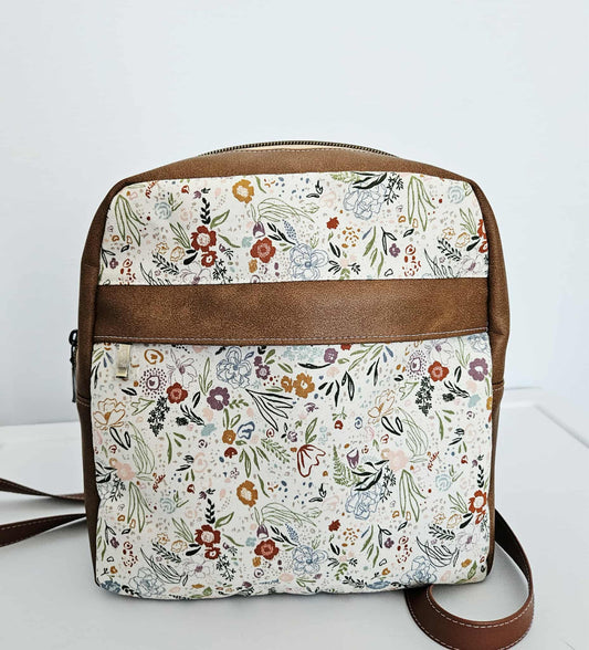 Sac à dos petit format - Florale sur crème