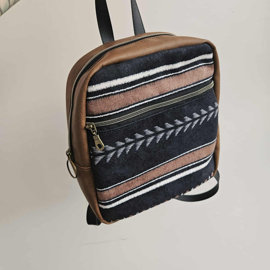 Sac à dos petit format - Boho noir et cognac