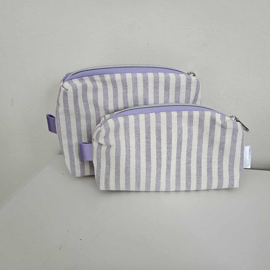 Trousse ligné mauve et écru