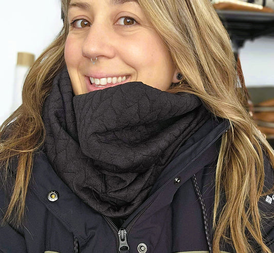 Foulard d'hiver - Uni noir matelassé