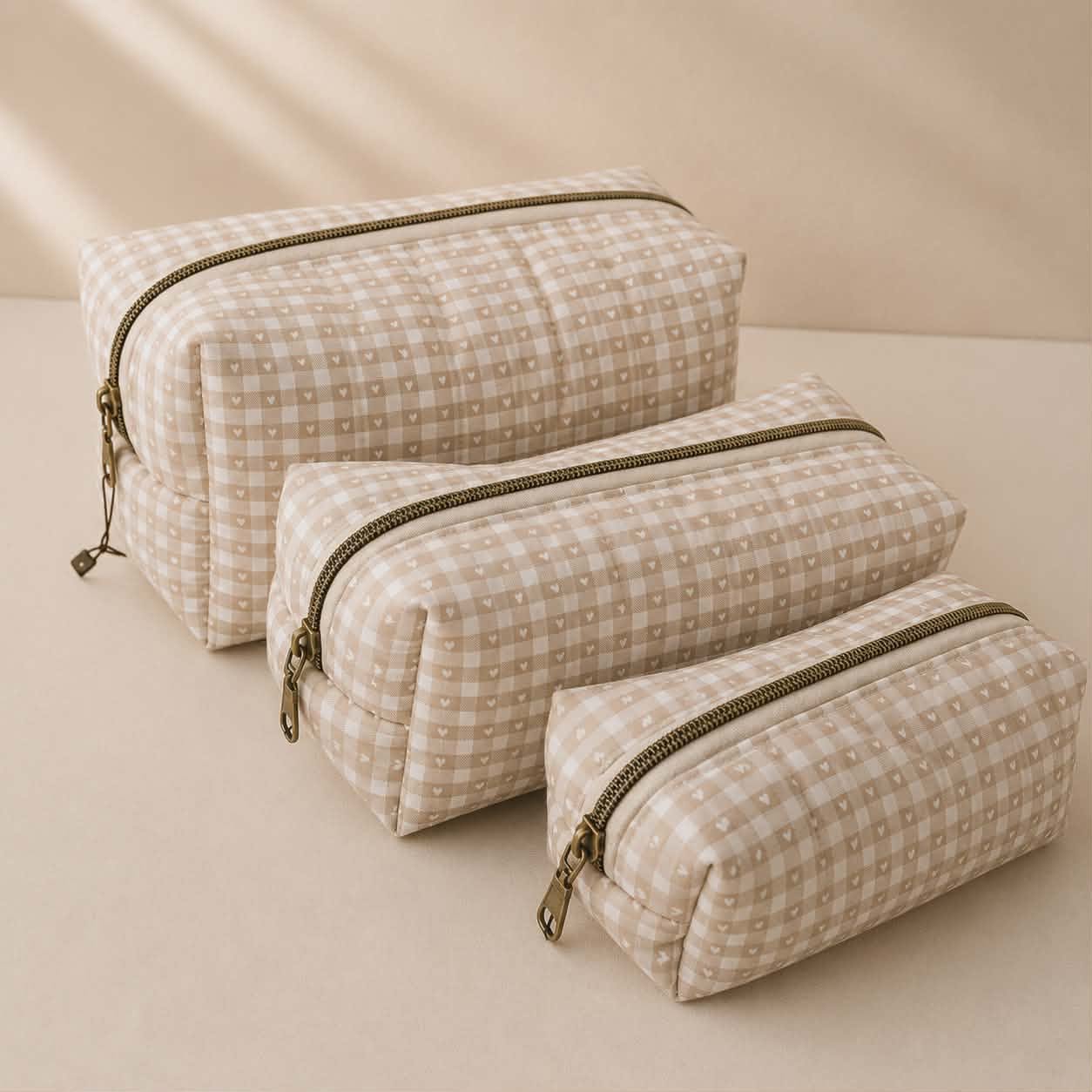 Trousse - Coeur beige