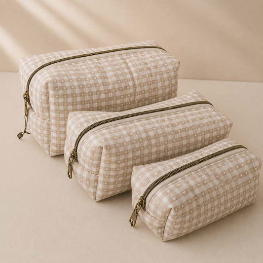 Trousse - Coeur beige