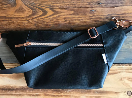 Sac banane/bandoulière - Noir et rose gold