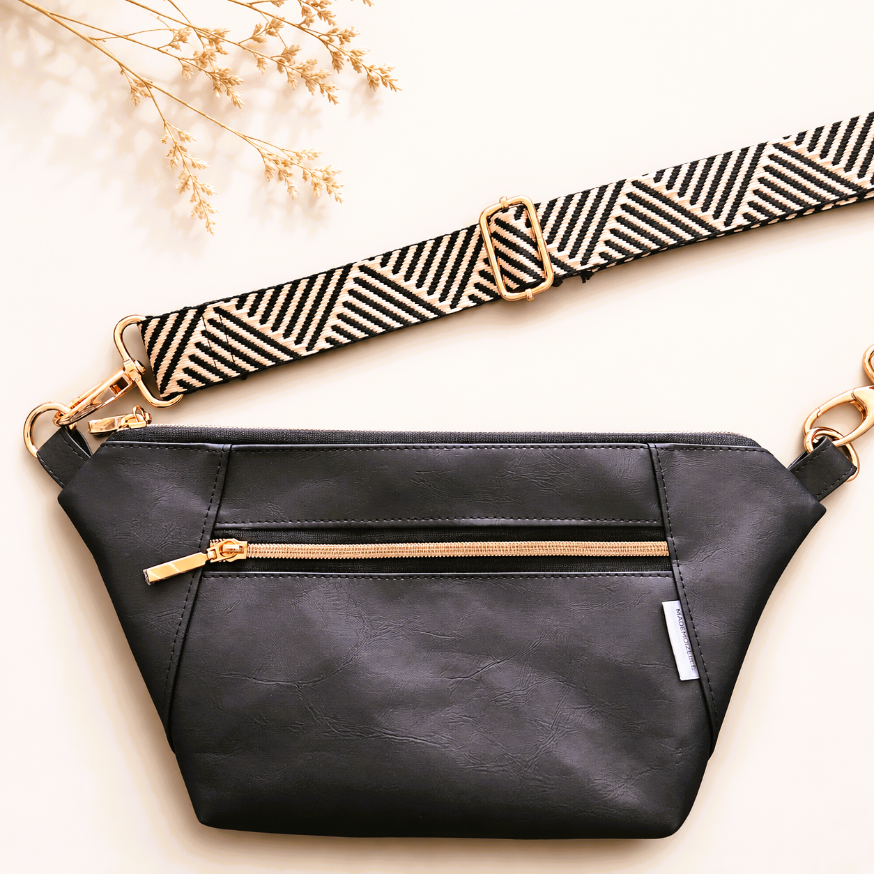 Sac banane/bandoulière - Noir et rose gold