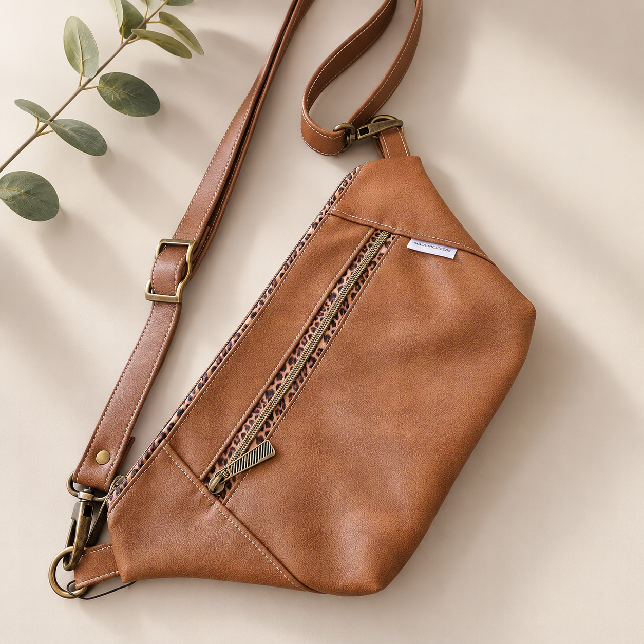 Sac banane/bandoulière - Léopard cognac