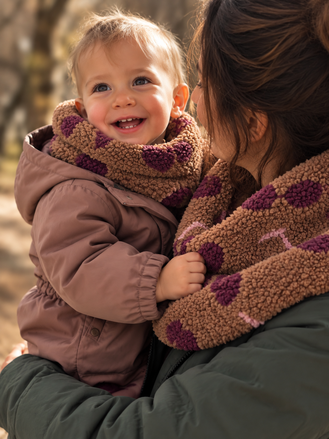 Cache cou - ENFANT twinning - tricot avec cerises sur terre