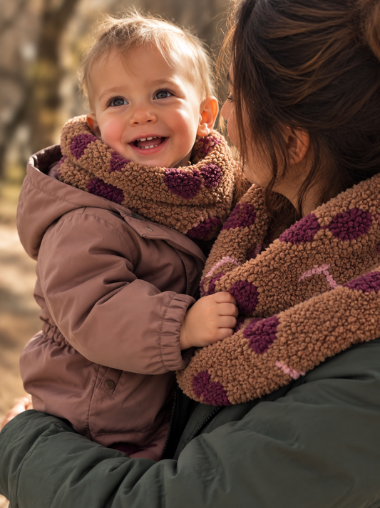 Cache cou - ENFANT twinning - tricot avec cerises sur terre