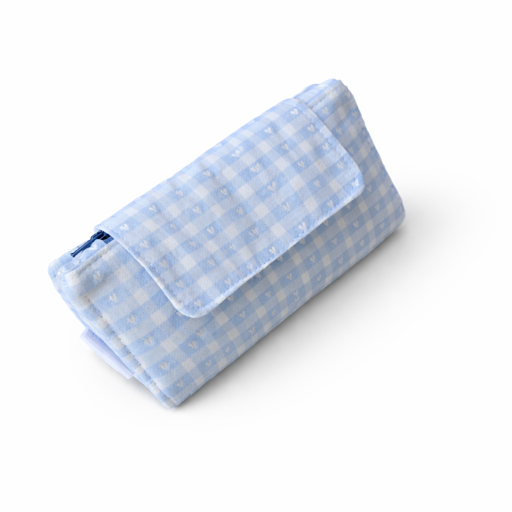 Portefeuille compact - 12 espaces - Coeurs sur bleu