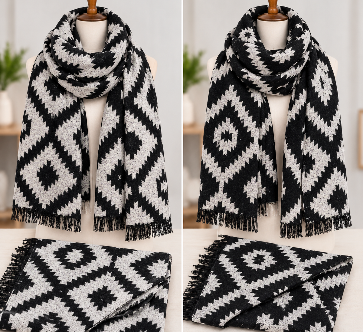 Foulard automne/hiver - Noir & Blanc