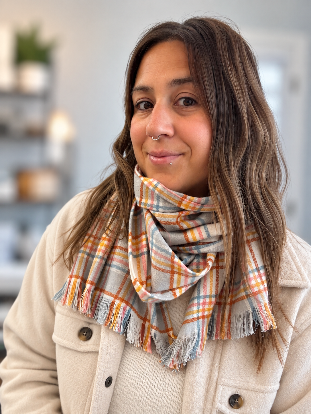 Foulard automne hiver - carreaux doux