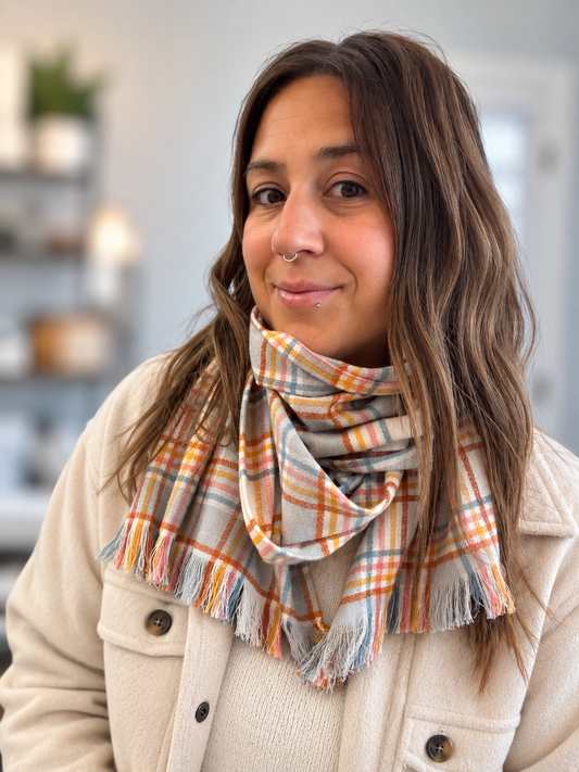 Foulard automne hiver - carreaux doux