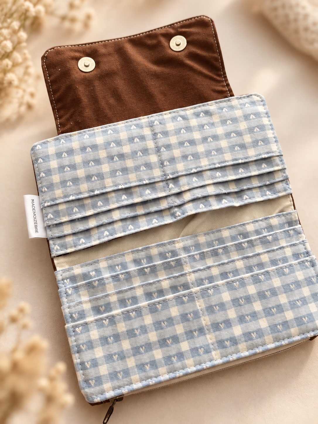 Portefeuille compact - 12 espaces - cognac et intérieur cœur