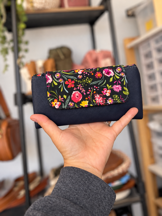 Portefeuille compact - 12 espaces - Fleurs multi