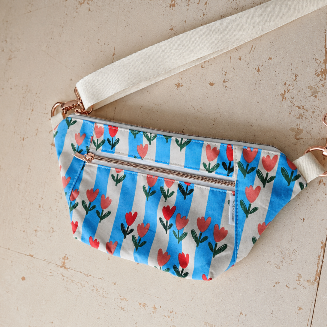 Sac banane/bandoulière - Tulipes ligné