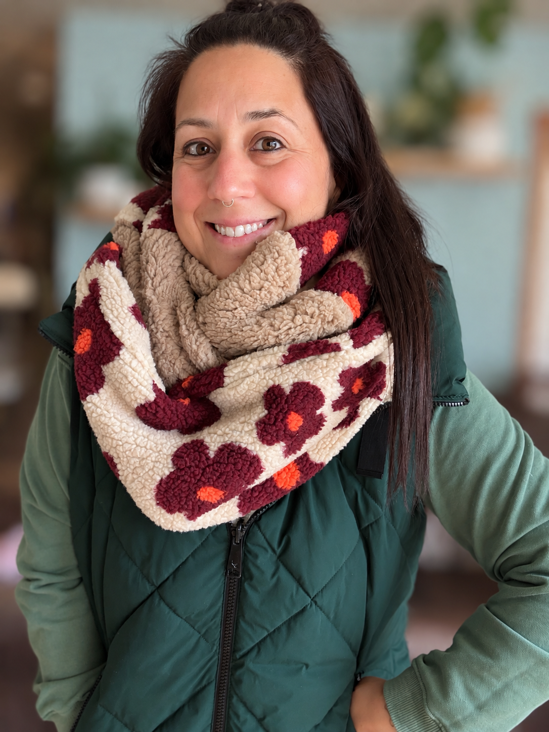 Foulard d'hiver - tricot avec fleurs funky