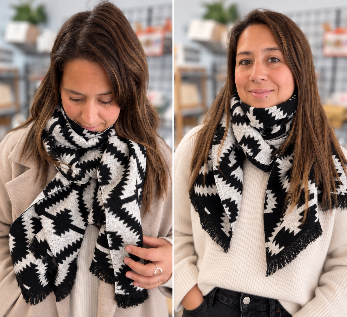 Foulard automne/hiver - Noir & Blanc