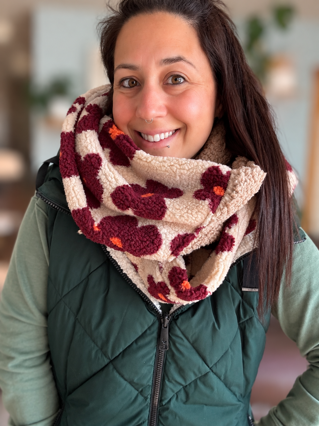 Foulard d'hiver - tricot avec fleurs funky