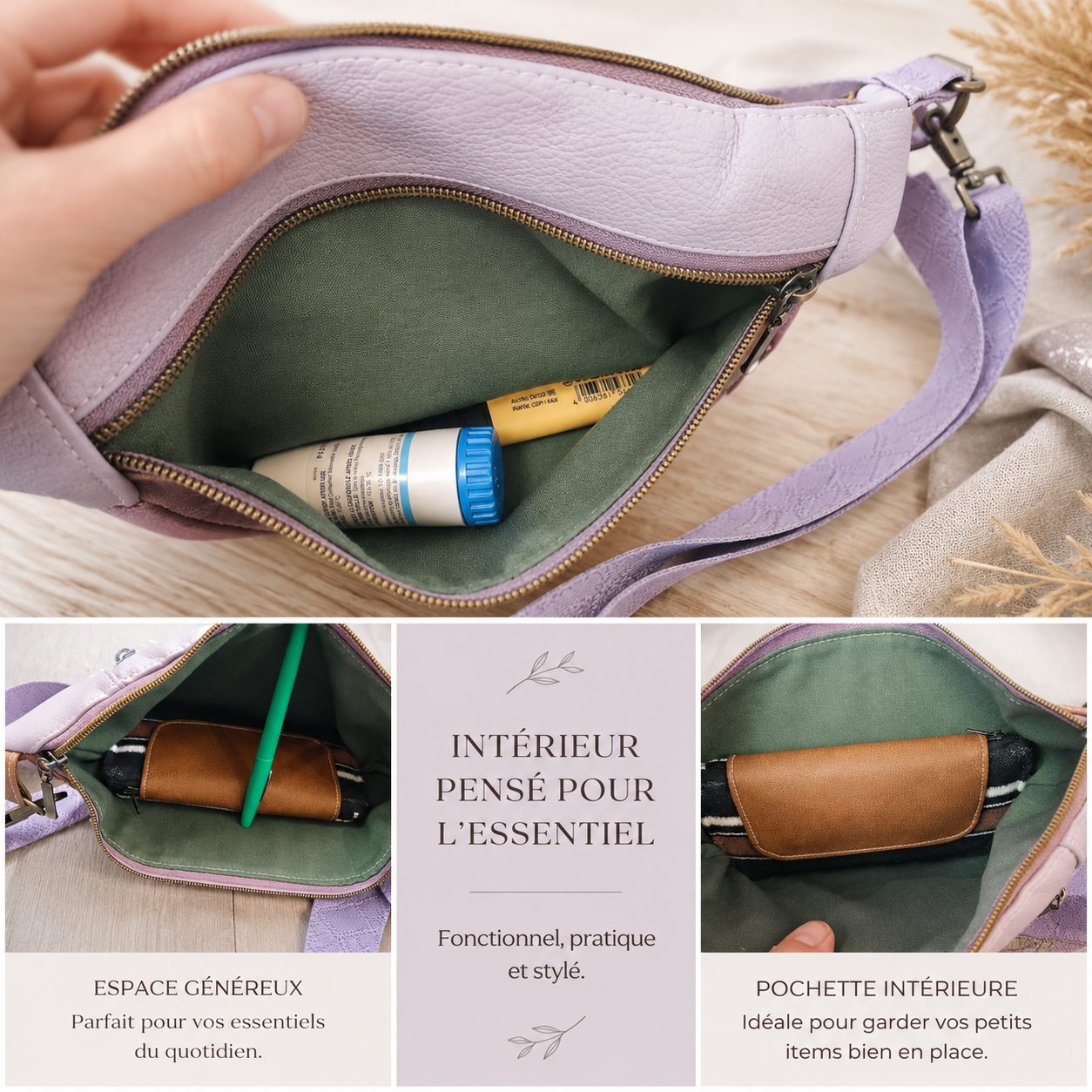 Sac banane/bandoulière - Corduroy mauve