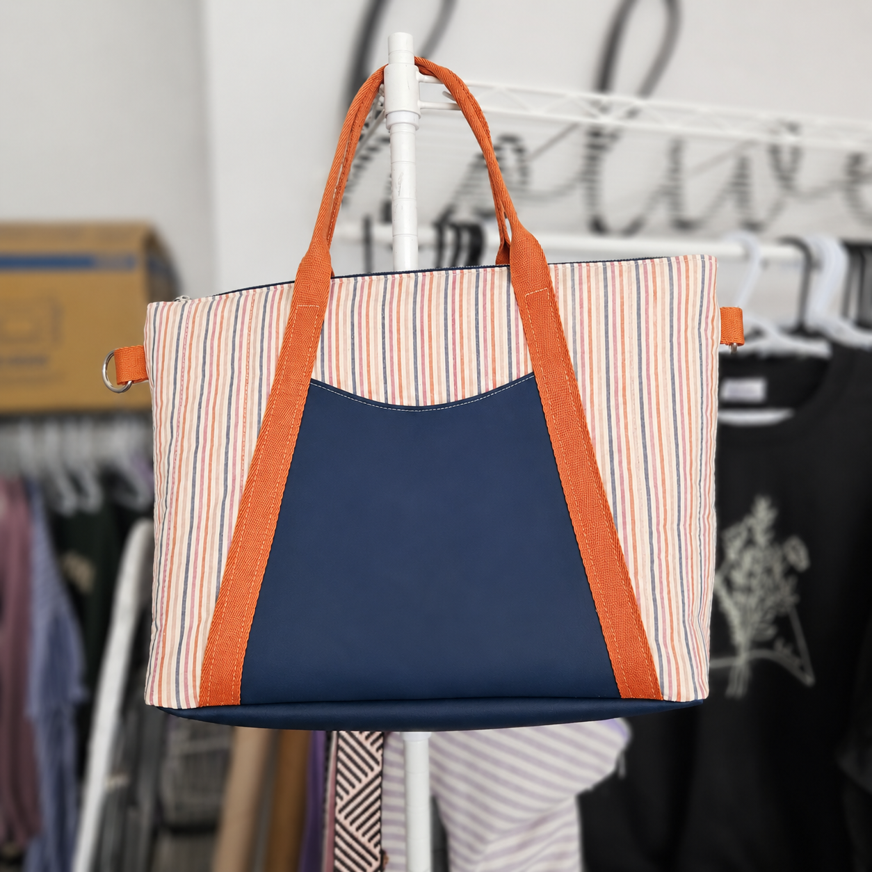 Sac à couches / Sac de travail - matelassé ligné - Réservé Camille