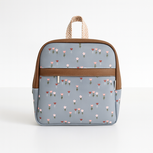 Sac à dos - Modèle Athéna 2.0 - Fleurs sur sauge