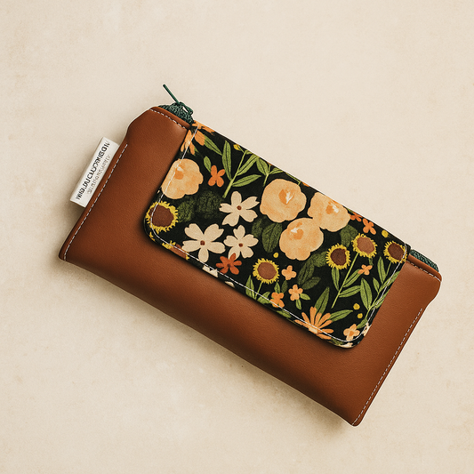 Portefeuille compact - 12 espaces - tournesols sur forêt